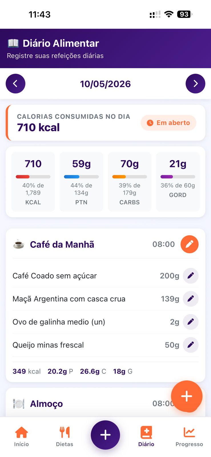 Diário alimentar